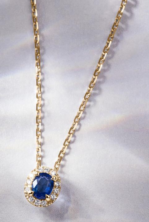 Yellow gold chain necklace with saphire and diamonds - Redline - 0++