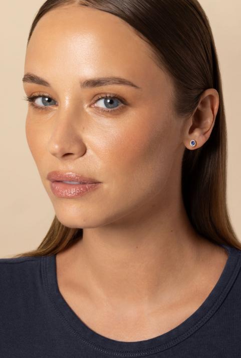 Sapphire and diamond earrings in white gold prong setting - Redline - 0++