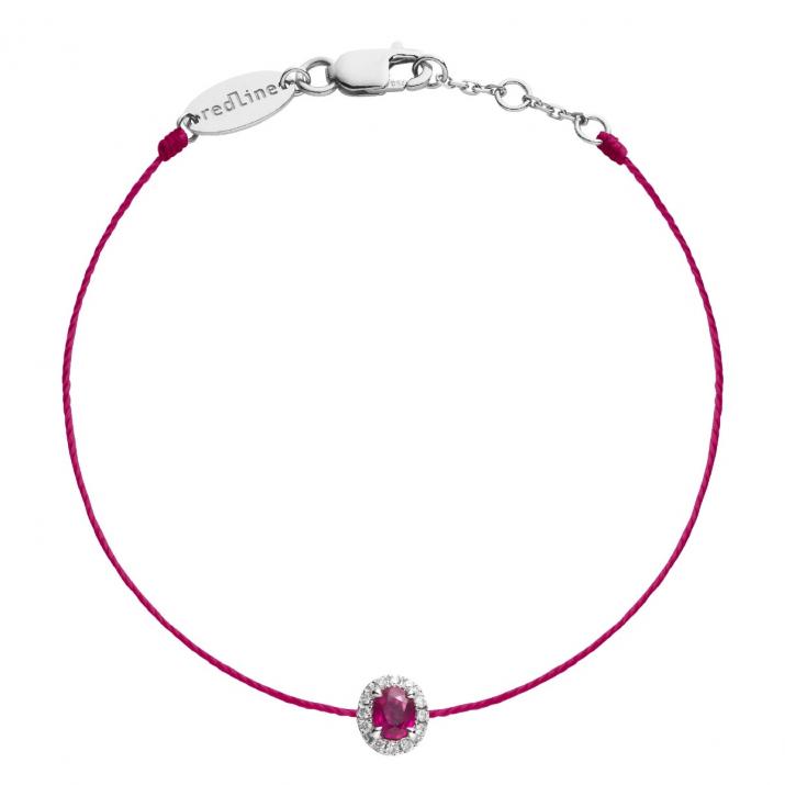 Ruby and diamonds string bracelet in white gold prong setting - Redline - 0++