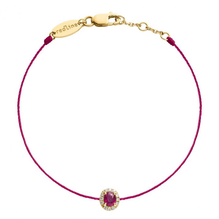 Ruby and diamonds string bracelet in yellow gold prong setting - Redline - 0++