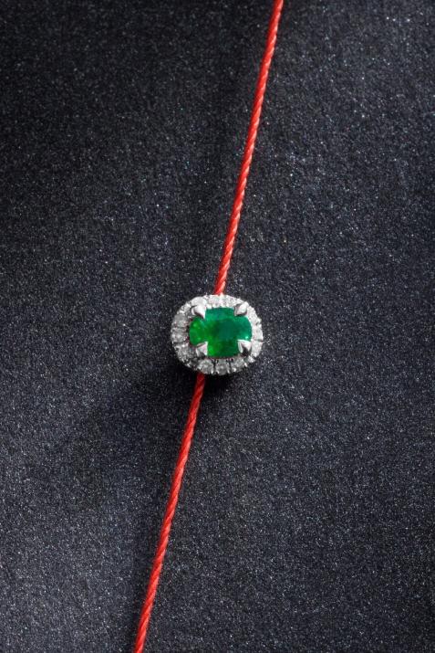 Emerald and diamonds string bracelet in white gold - Redline - 0++