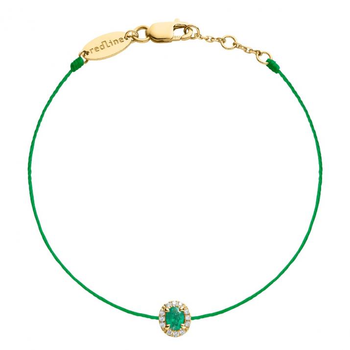 Emerald and diamonds string bracelet in yellow gold - Redline - 0++