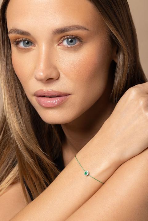Emerald and diamonds string bracelet in white gold - Redline - 0++