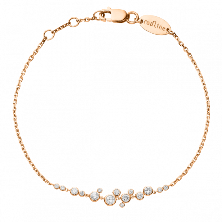 Chain bracelet with 0.65ct diamonds in rose gold bezel setting - Redline - 0++