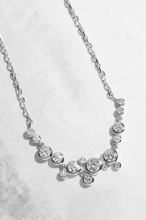 Chain necklace with 0.65ct diamonds in white gold bezel setting - Redline - 0++