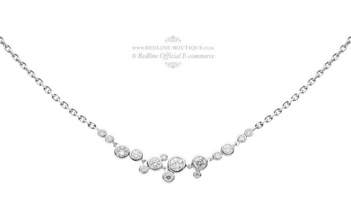 Chain necklace with 0.65ct diamonds in white gold bezel setting - Redline - 0++