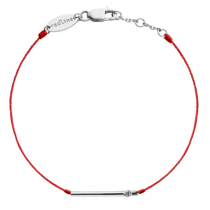 String bracelet with diamond in white gold tube - Redline - 0++
