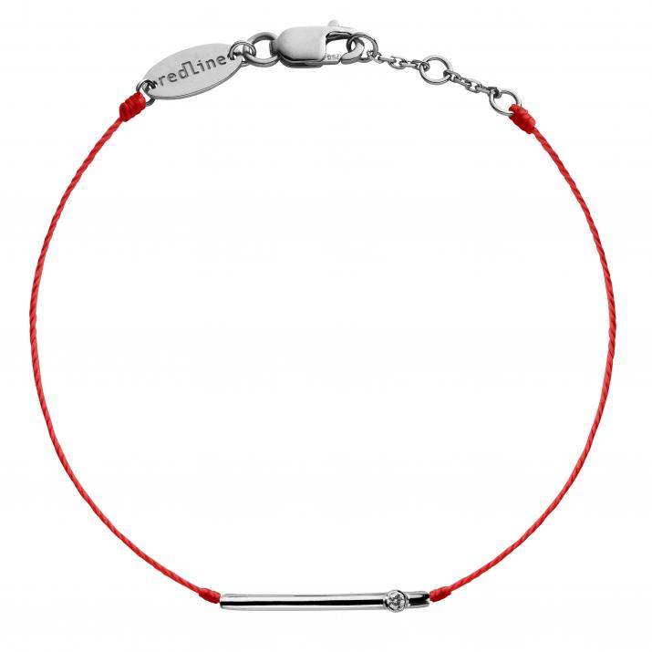 String Bracelet For Women with 0.05ct Round Diamond in Black Gold Bezel Setting - Redline