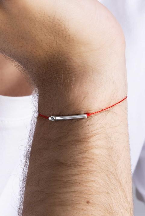 String bracelet with black diamond in white gold tube - Redline - 0++
