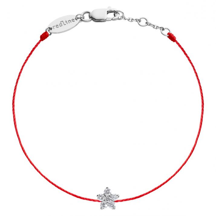String bracelet with diamonds on a star in white gold - Redline - 0++
