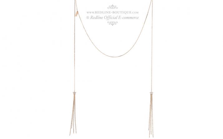 Chain Necklace For Women with 0.09ct Round Diamond in Rose Gold Prong Setting - Redline