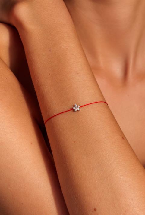 String bracelet with diamonds on a star in white gold - Redline - 0++