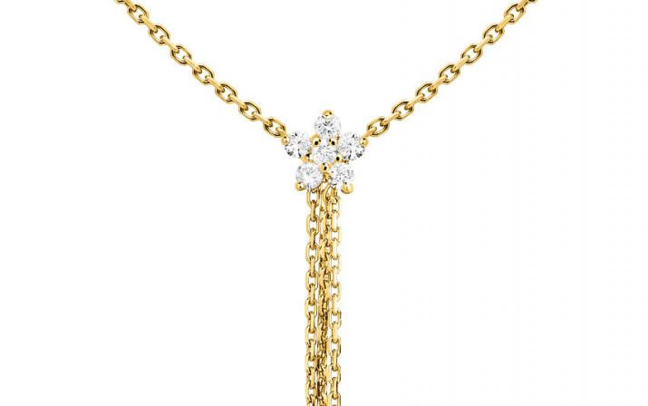 Yellow gold chain necklace with diamonds on a star - Redline - 0++