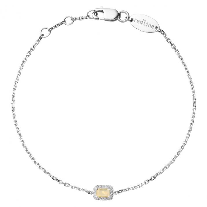 Opal and diamonds chain bracelet in white gold prong setting - Redline