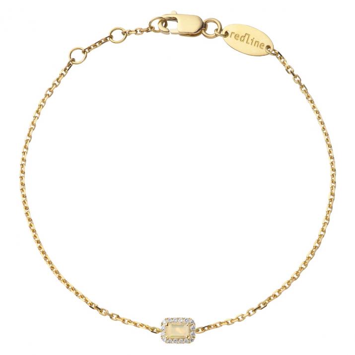 Opal and diamonds chain bracelet in yellow gold prong setting - Redline
