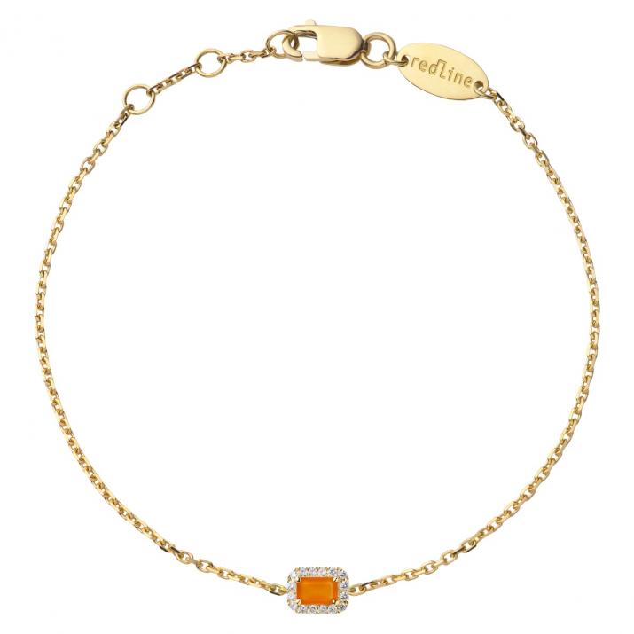 Chain Bracelet For Women with 0.05ct Princess Diamond in Yellow Gold Prong Setting - Redline - 0++