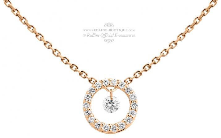 Chain Necklace For Women with 0.19ct Round Diamond in Rose Gold Prong Setting - Redline