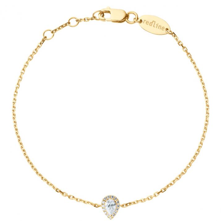 Chain bracelet with 0.43ct diamonds in yellow gold prong setting - Redline - 0++