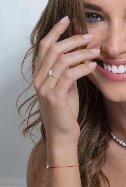 Ring band with 0.43ct diamonds in white gold prong setting - Redline - 0++