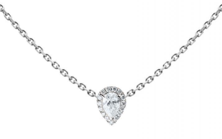 Chain necklace with 0.43ct diamonds in white gold prong setting - Redline - 0++