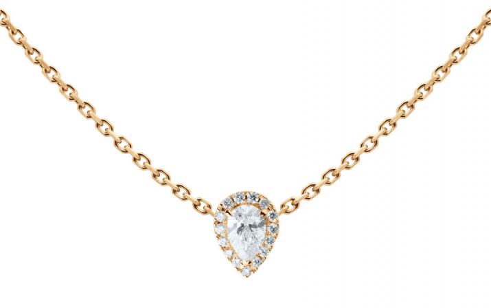 Chain necklace with 0.43ct diamonds in rose gold prong setting - Redline - 0++