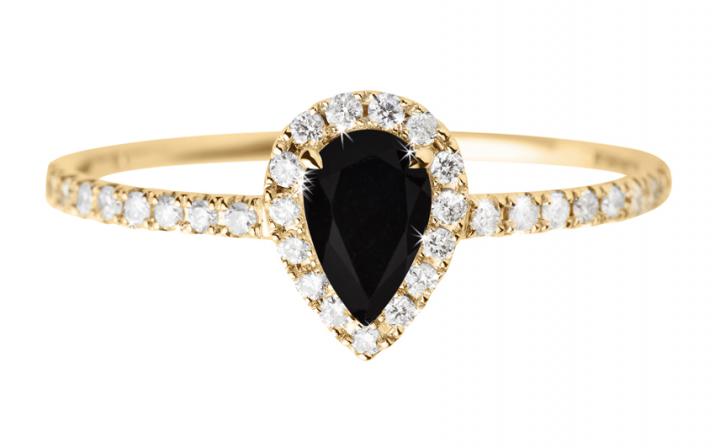 Ring with 0.16ct Pear Diamond in Yellow Gold Prong Setting - Redline - 0++