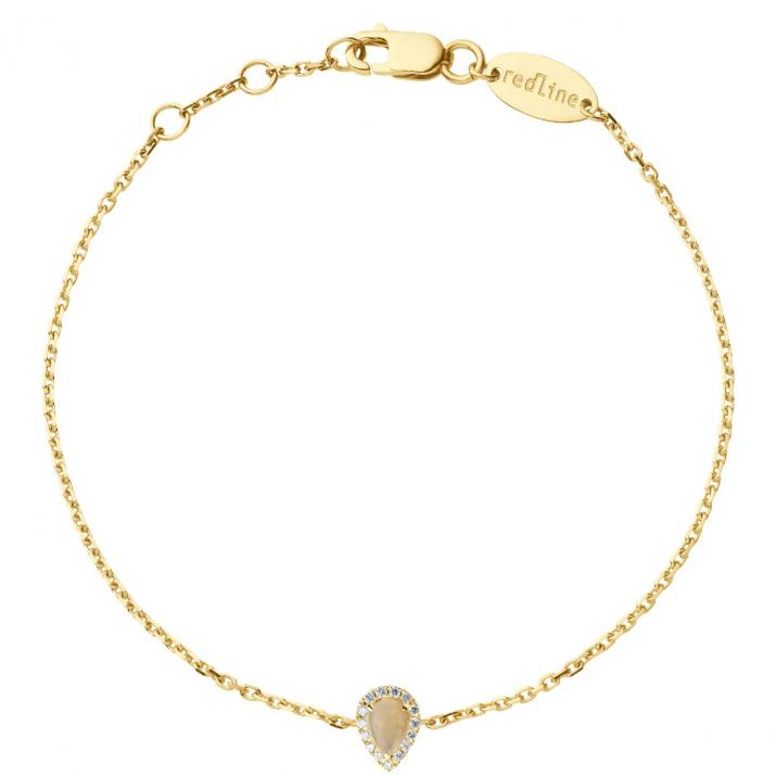 Opal and diamonds chain bracelet in yellow gold prong setting - Redline - 0++