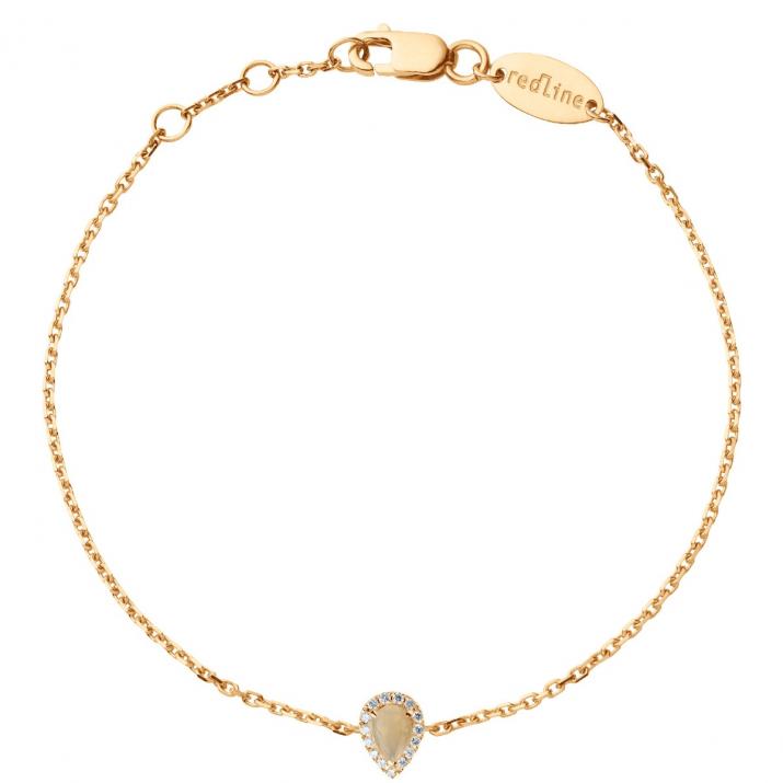 Opal and diamonds chain bracelet in rose gold prong setting - Redline - 0++