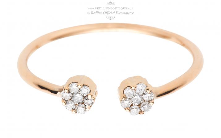 Ring with 0.10ct Round Diamond in Rose Gold Cluster Setting - Redline - 0++