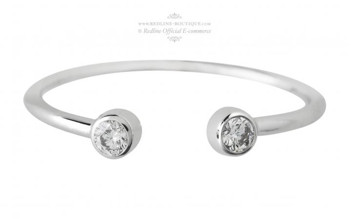 Ring with 0.10ct Round Diamond in White Gold Bezel Setting - Redline - 0++