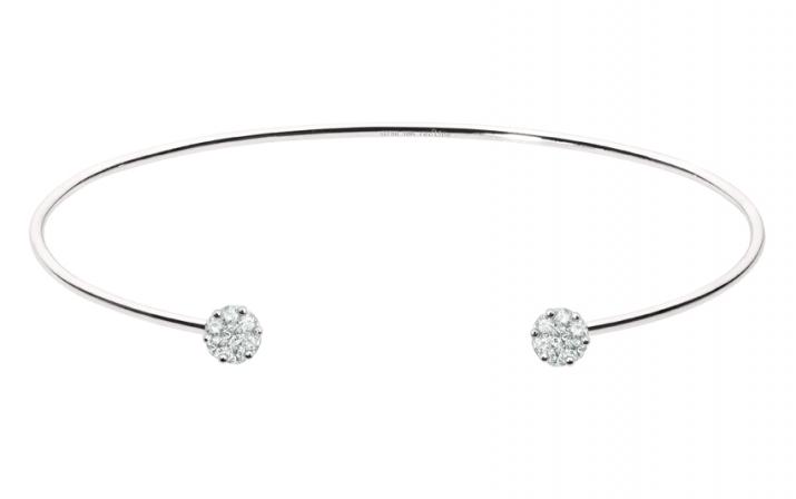 Bangle bracelet with 0.2ct diamond in white gold prong setting - Redline - 0++