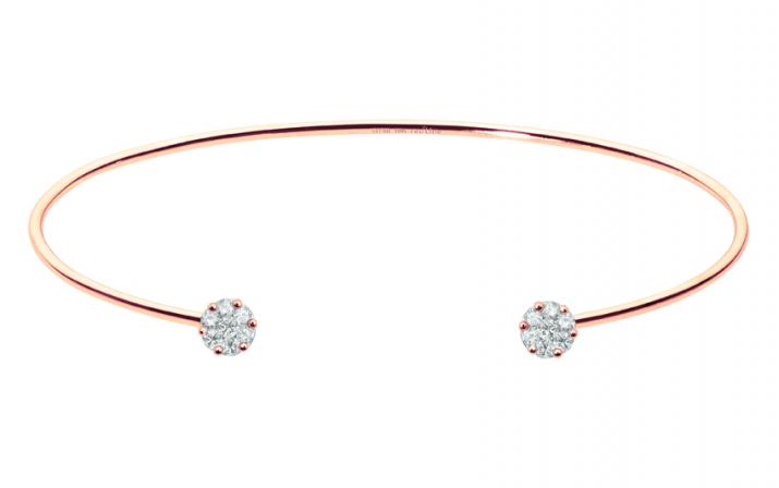 Bangle bracelet with 0.2ct diamond in rose gold prong setting - Redline - 0++