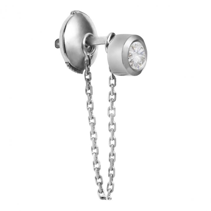 ピュアダイヤモンドホワイトゴールドチェーンスタッドピアス - Redline - 0++