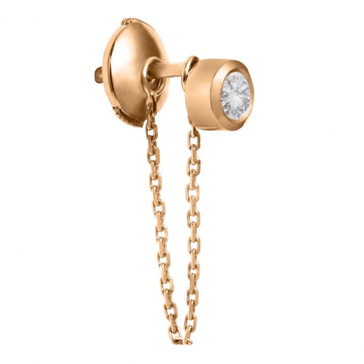 ピュアダイヤモンドローズゴールドチェーンイヤリング - Redline - 0++