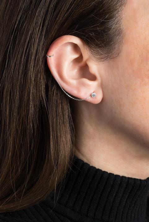 Earrings with 0.10ct Round Diamond in White Gold Bezel Setting - Redline - 0++