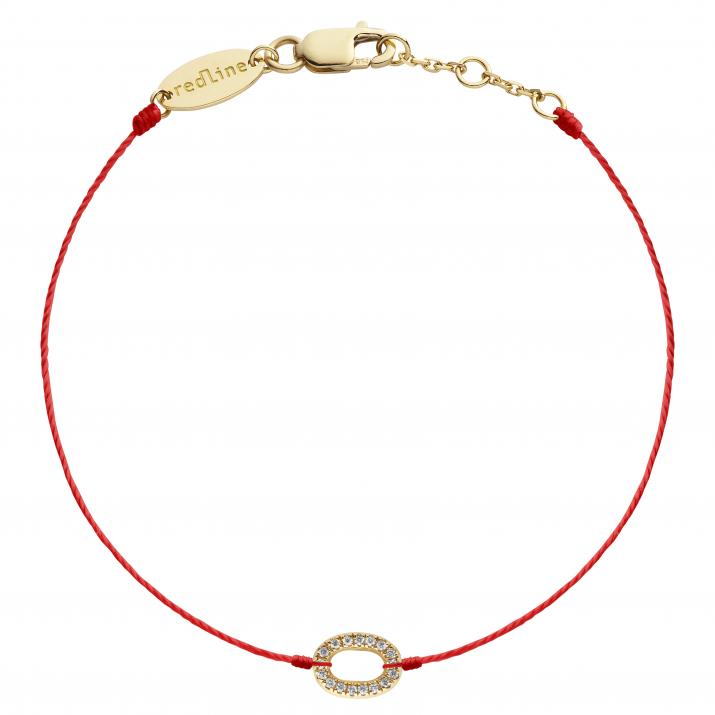 String Bracelet For Women with 0.046ct Round Diamond in Yellow Gold Pavé Setting - Redline