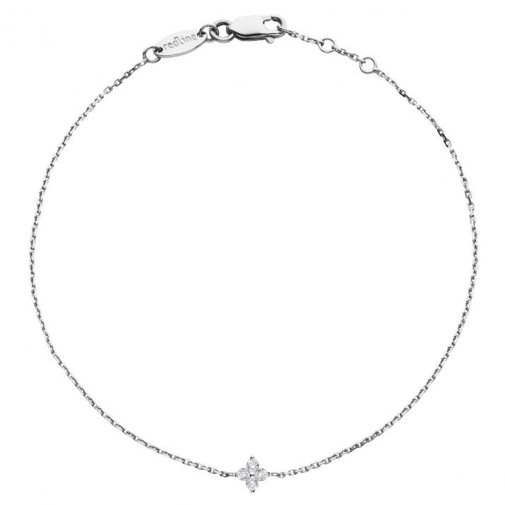 White gold chain bracelet with 4 diamonds on a star - Redline - 0++