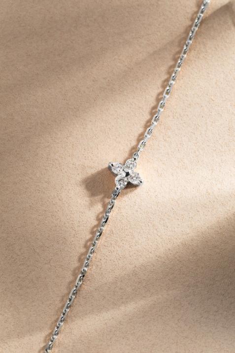 White gold chain bracelet with 4 diamonds on a star - Redline - 0++