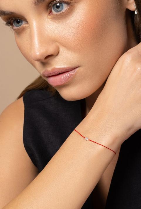 String bracelet with 4 diamonds on a star in rose gold - Redline - 0++