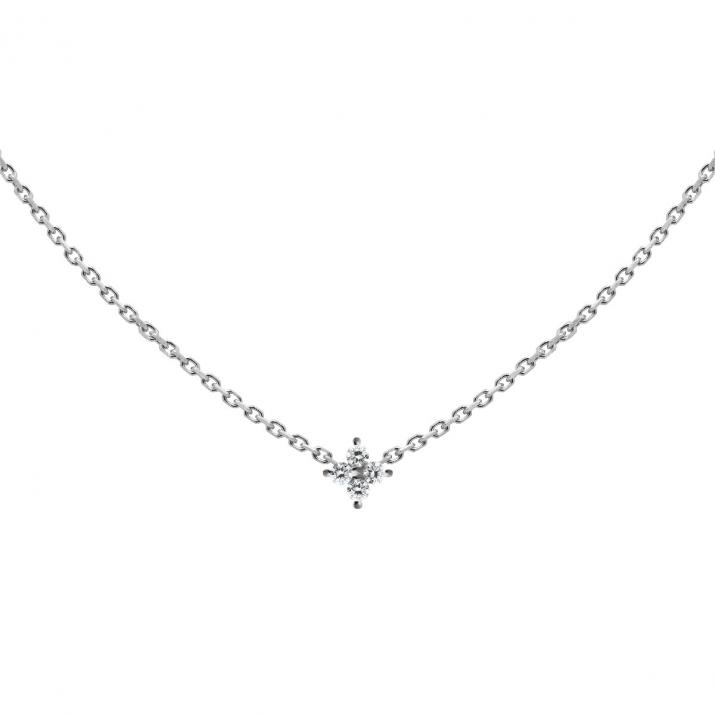 White gold chain necklace with 4 diamonds on a star - Redline - 0++