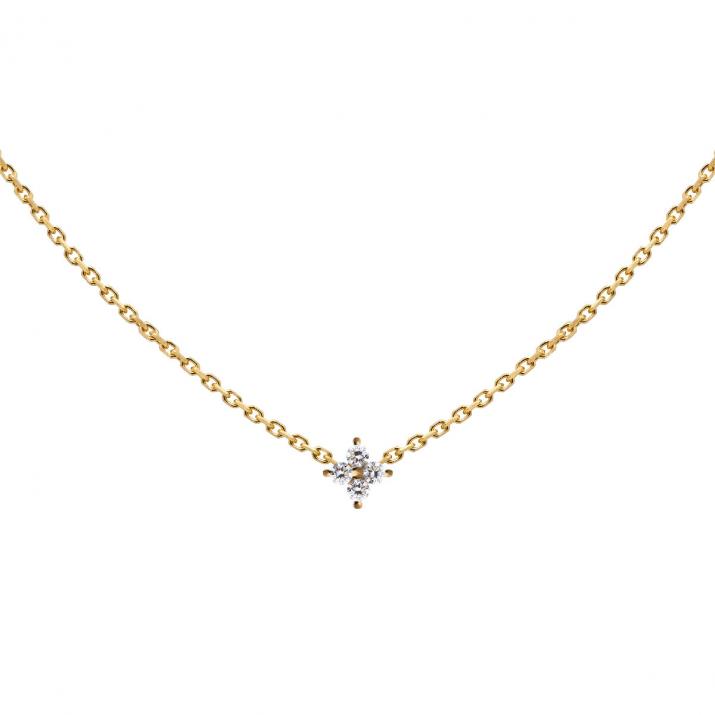 Yellow gold chain necklace with 4 diamonds on a star - Redline - 0++