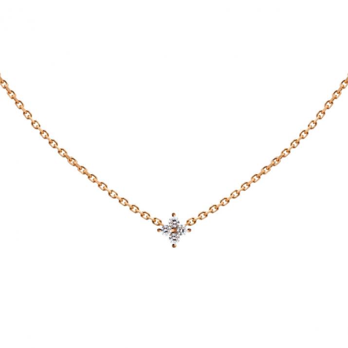 Rose gold chain necklace with 4 diamonds on a star - Redline - 0++