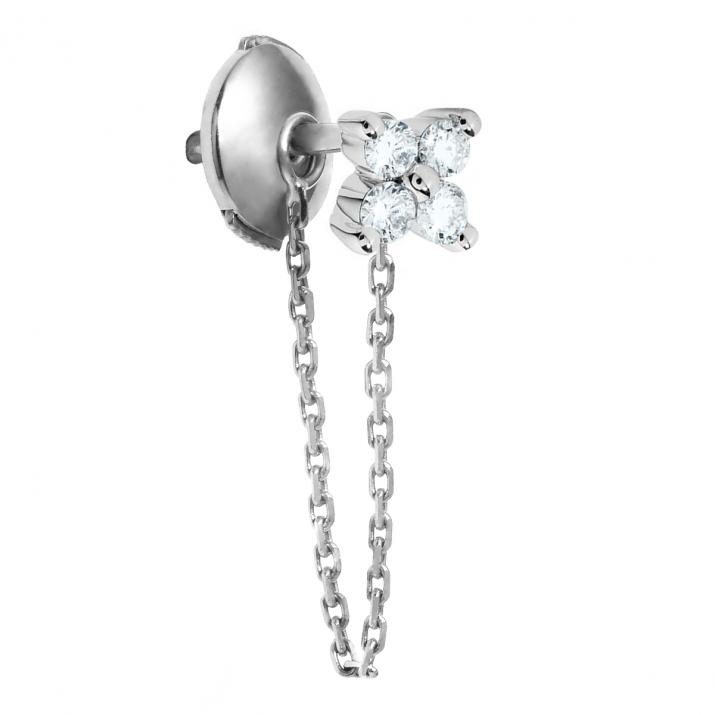 White gold chain earrings with 4 diamonds on a star - Redline - 0++