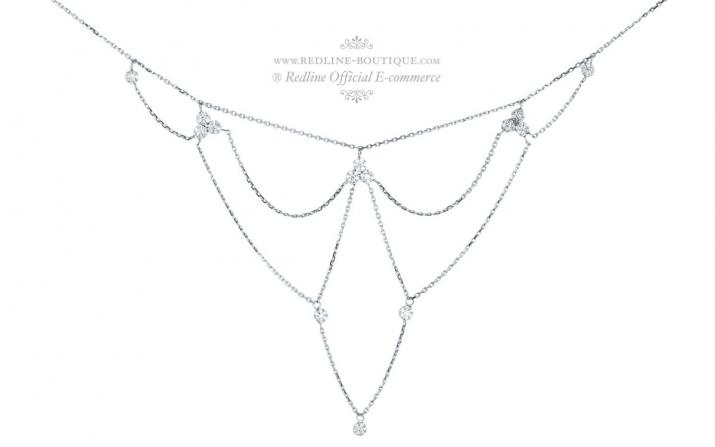 Chain necklace with 0.7ct diamond in white gold prong setting - Redline - 0++