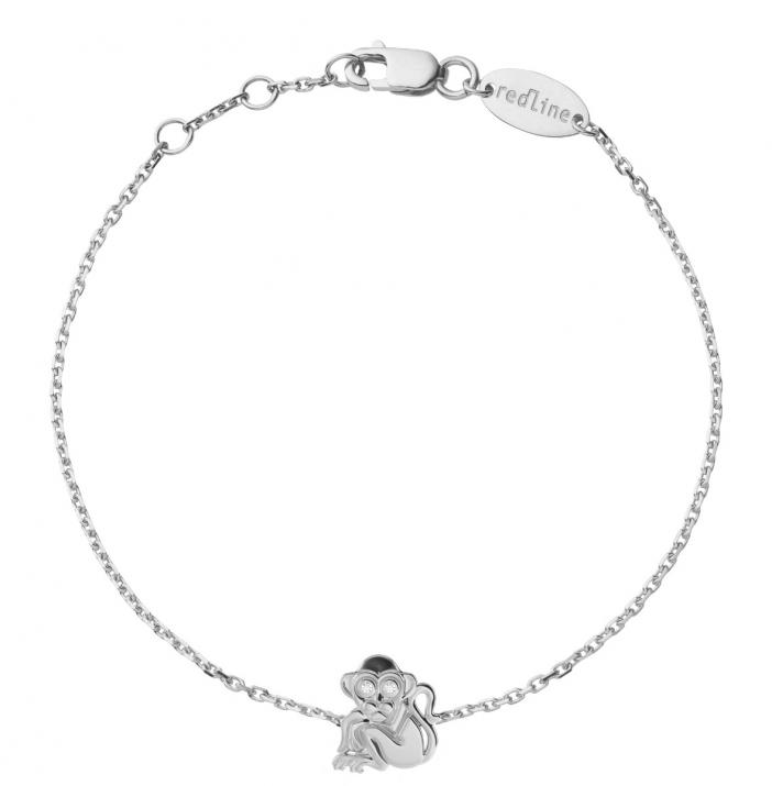 White gold chain bracelet with 2 diamonds on a monkey - Redline
