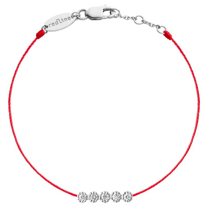 String bracelet with 0.07ct diamonds in white gold prong setting - Redline