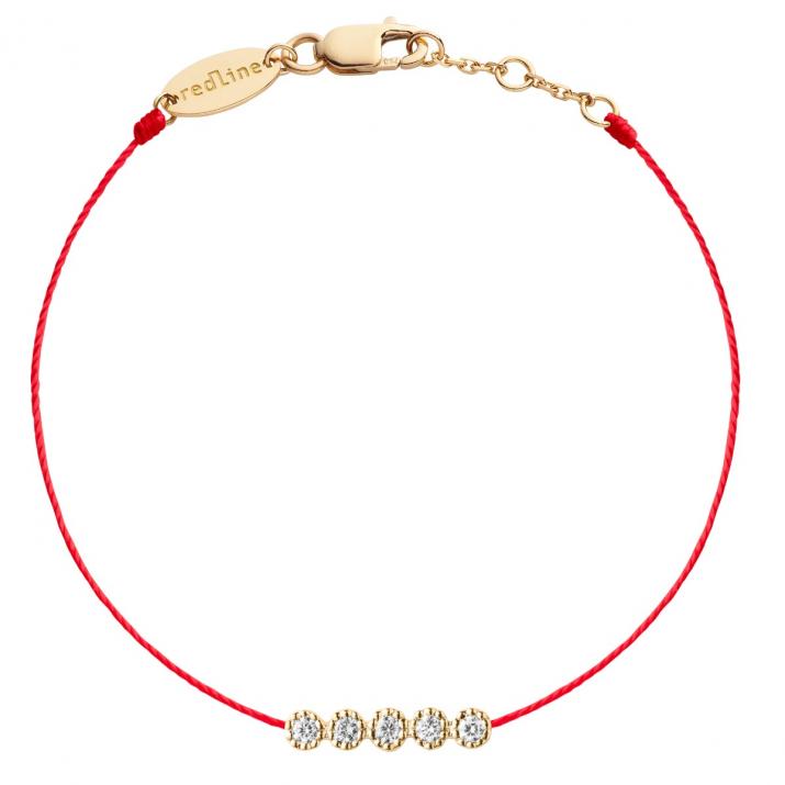 String bracelet with 0.07ct diamonds in yellow gold prong setting - Redline