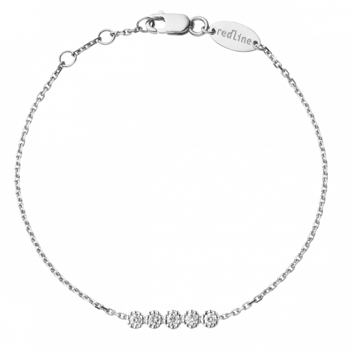 Chain bracelet with 0.07ct diamonds in white gold prong setting - Redline - 0++