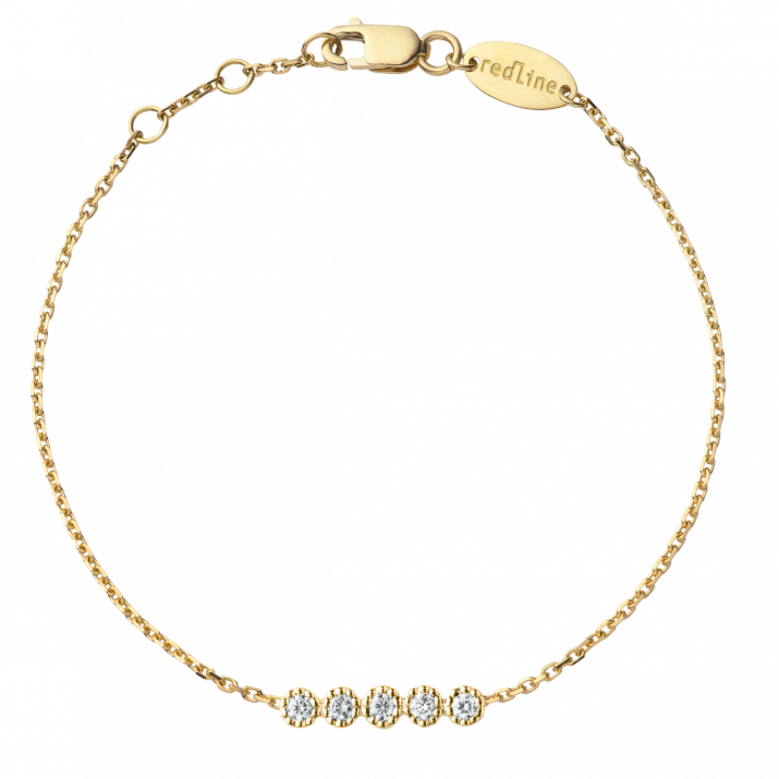 Chain bracelet with 0.07ct diamonds in yellow gold prong setting - Redline - 0++