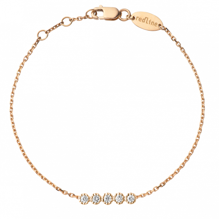Chain bracelet with 0.07ct diamonds in rose gold prong setting - Redline - 0++